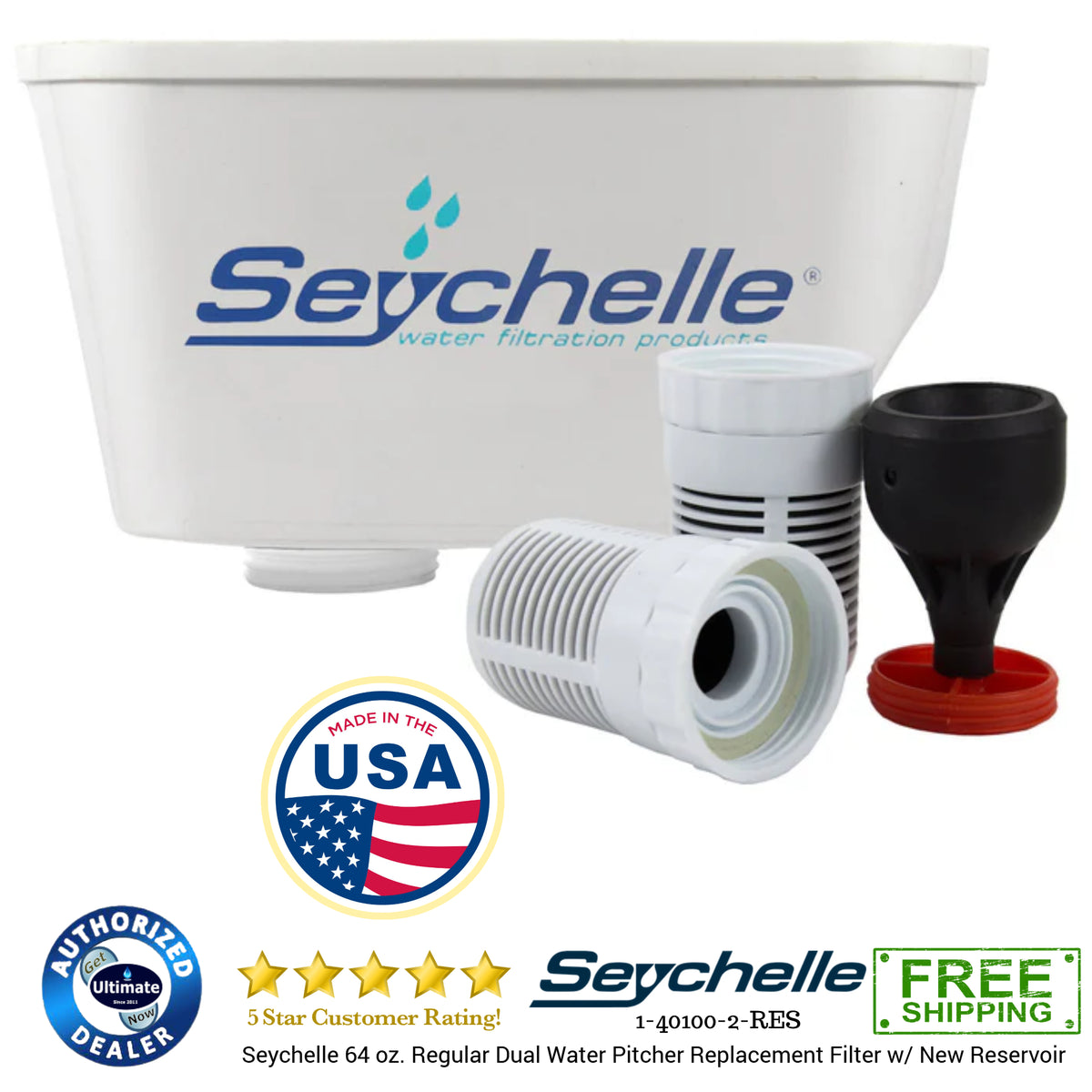 Seychelle 64 oz. Regular Dual Water Pitcher Replacement Filter w/ New
