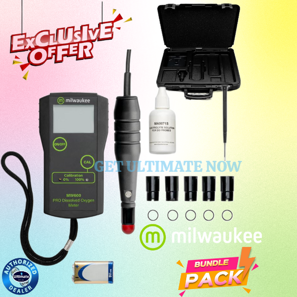 Milwaukee MW600 PRO Dissolved Oxygen Meter with Hard Carrying Case-Bundle Pack
