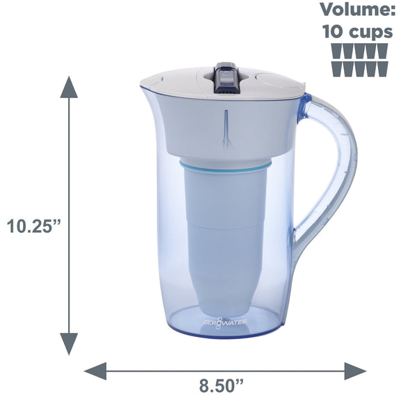 Zerowater 10 Cup Ready-Pour Round Water Pitcher