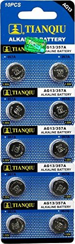 Tianqiu AG13/ LR44H/ 357A 1.5V Alkaline Batteries - 10 Pieces