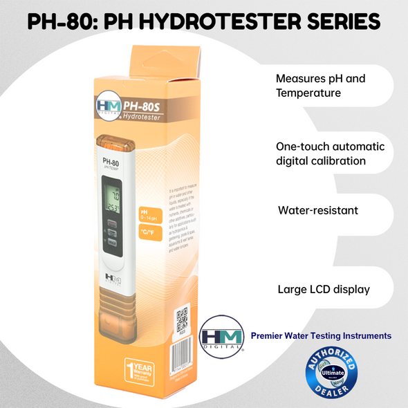 HM Digital PH-80 pH Meter Waterproof PH80 Tester HydroTester