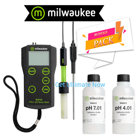 Milwaukee MW102 PRO+ 2-in-1 pH and Temperature Meter with ATC - Bundle pack