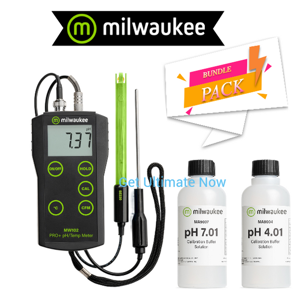 Milwaukee MW102 PRO+ 2-in-1 pH and Temperature Meter with ATC - Bundle pack