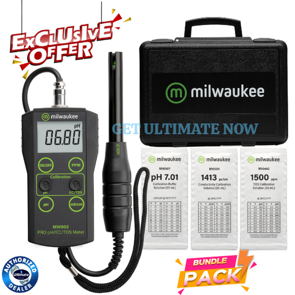 Milwaukee MW802 PRO 3-in-1 pH, EC, TDS Combo Meter with ATC with Hard Carrying Case