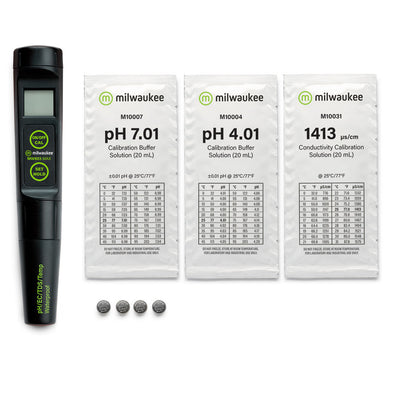 Milwaukee MW803 MAX Waterproof Low Range 4-in-1 pH / EC / TDS/Temp Tester with Replaceable Probe