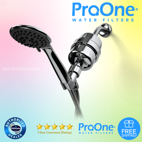 ProOne ProMax Chrome Plus Shower filter and handheld massaging showerhead & extended hose