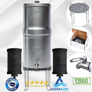 Alexapure Pro Water Filtration System With extra Filter and Stainless steel stand