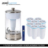 Zerowater 40-Cup Portable 2.5 Gallon Glass Dispenser & 8 Replacement Filter Combo