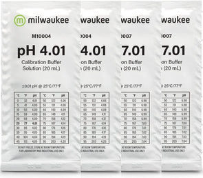 Milwaukee Instruments 4x20ml, pH 4 + 4 + 7 + 7 Buffer Solution, for Digital pH Meter Calibration