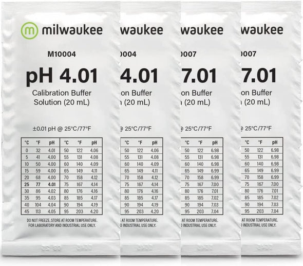 Milwaukee Instruments 4x20ml, pH 4 + 4 + 7 + 7 Buffer Solution, for Digital pH Meter Calibration