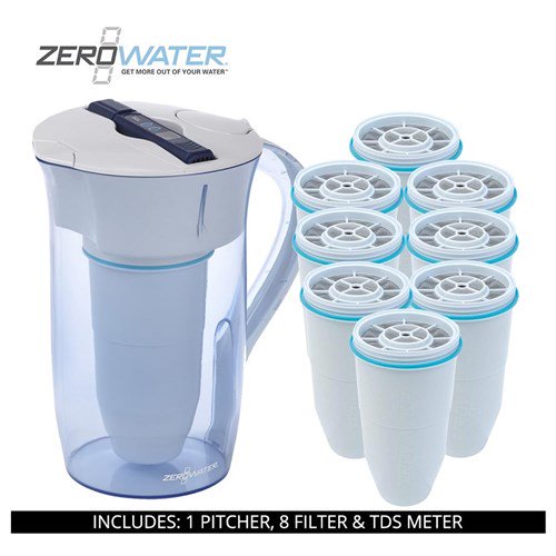 ZeroWater 10-Cup Ready Pour Water Purification Pitcher with extra eight filters