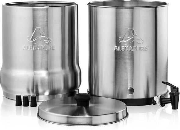 Alexapure Pro Water Filtration System with Survival Spring Personal Water Filter