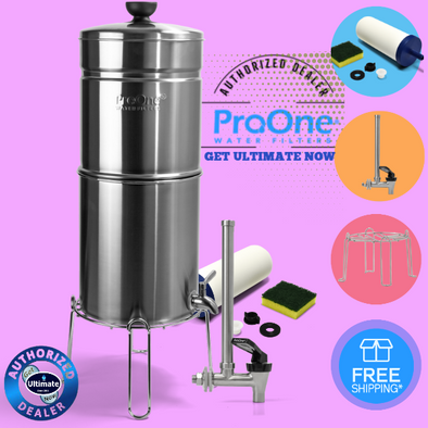 ProOne Big Plus Brushed Stainless steel 1- 7 inch filter with 7.5 Spigot bundle