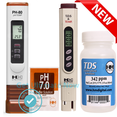 PH80 + TDS-4TM + pH 7 + C342 ppm COMBO - HM Digital Meter/Solution
