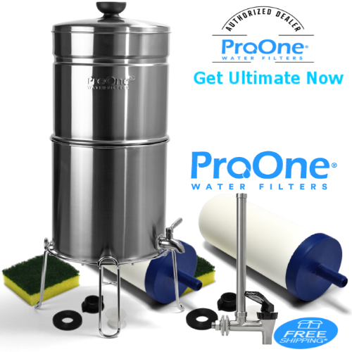 ProOne Traveler Plus Brushed Stainless steel 2-7 inch filter with 7.5 inch Spigot Bundle