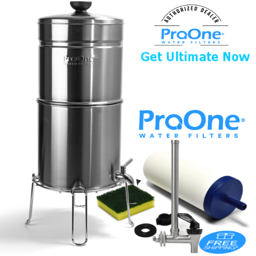 ProOne Traveler Plus Brushed Stainless steel 1- 5 inch filter with 7.5 Spigot bundle