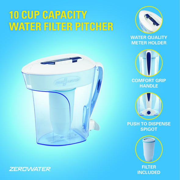 Zerowater  10-Cup Pitcher 5 stage advanced filtration