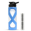 Santevia Glass Water blue Bottle with Power Stick Water Bottle Filter