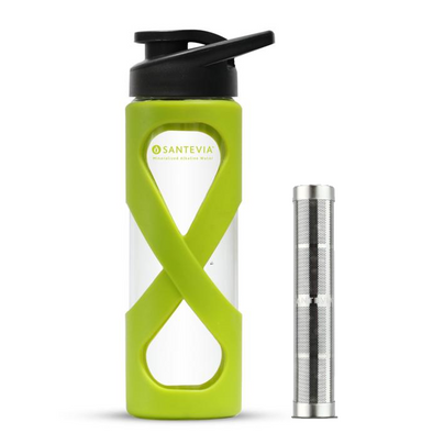 Santevia Glass Water Green Bottle with Power Stick Water Bottle Filter